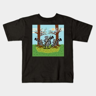 Raccoons Playing Bassoons Kids T-Shirt